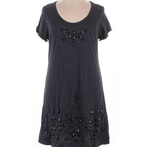 2 Ten Beaded Tunic‎ Dress Sz XL Black Modal Cotton Shirt Dress Casual